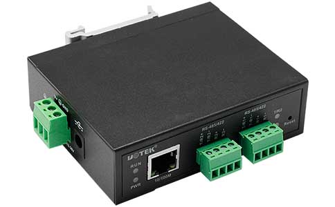 工業(yè)設(shè)備串口通訊聯(lián)網(wǎng)通訊服務器_UT-6802MT-I 10/100M轉(zhuǎn)2口RS-485/422串口服務器